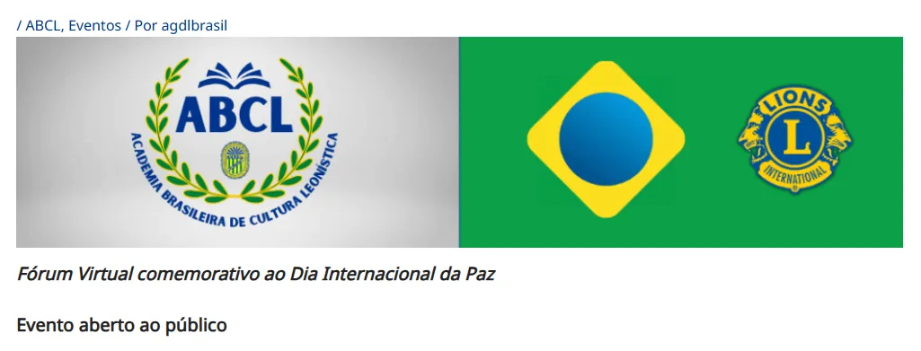 Banner do Fórum Lions e a Cultura de Paz
