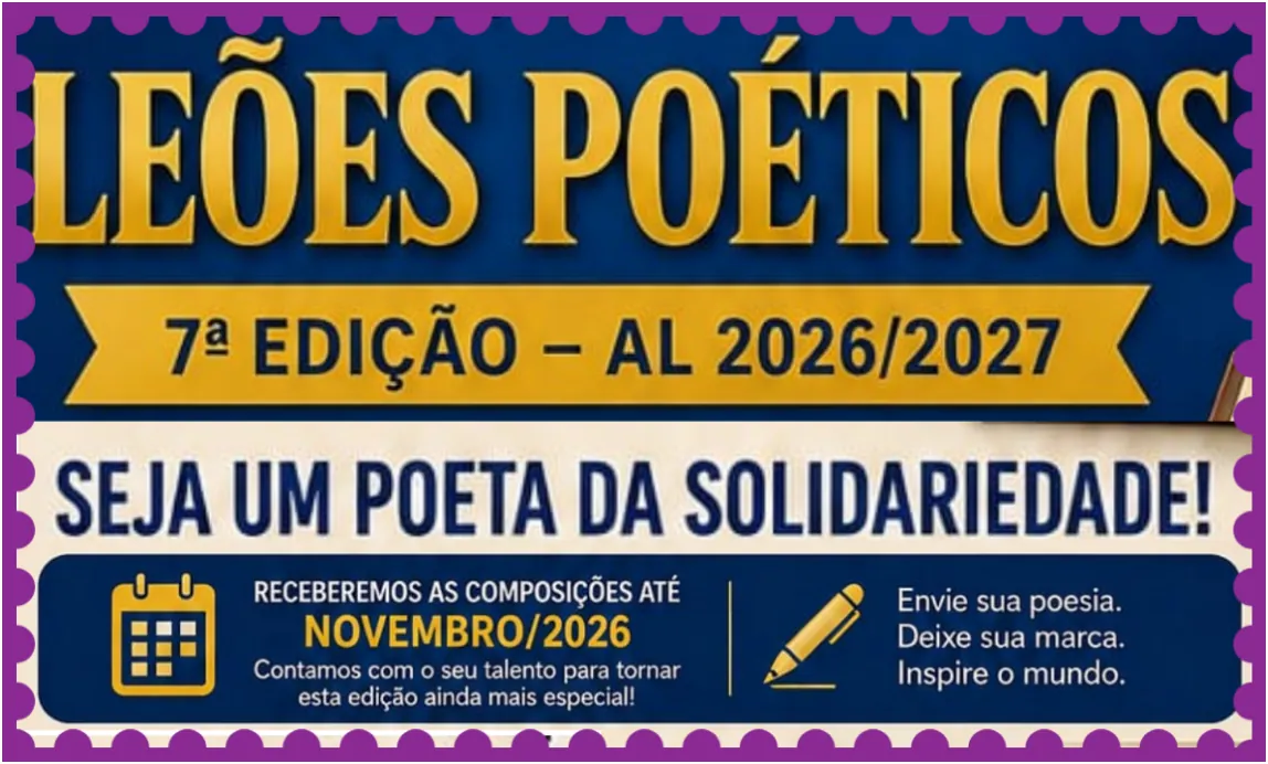 Anúncio do concurso Leões Poéticos 2026